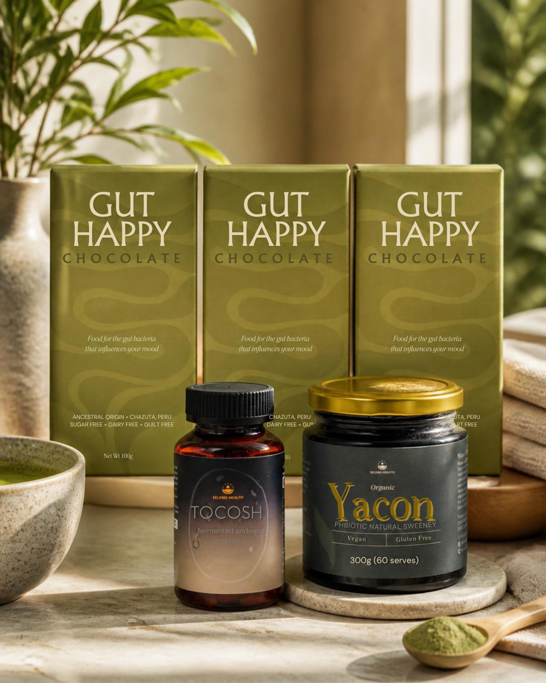 Gut Health Bundle – Tocosh, Yacon Syrup, Gut Happy Chocolate & 12 Week Gut Reset